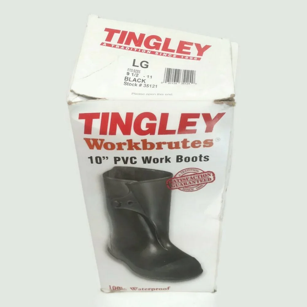 Tingley Workbrutes 10” PVC Work Boots LG (size 9.5-11) Waterproof Black 35121